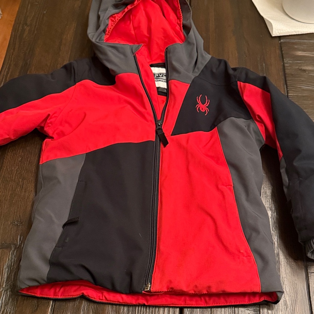 Spyder Black and Red Hooded Jacket